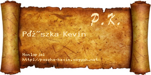 Pászka Kevin névjegykártya